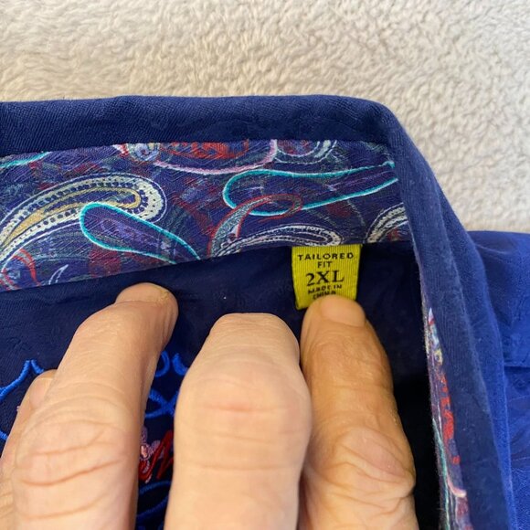 Robert Graham Men's Shirt 2XL Blue Long-Sleeve Tailored Fit with Paisley Collar - Picture 3 of 11